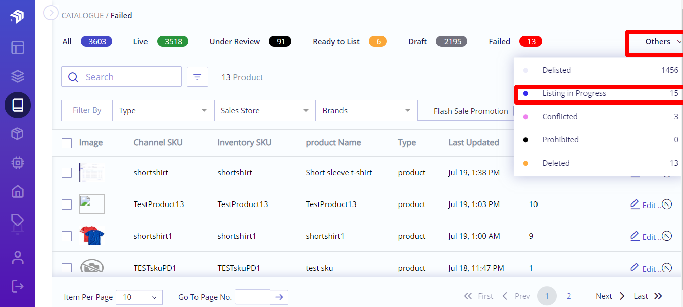 listing in progress