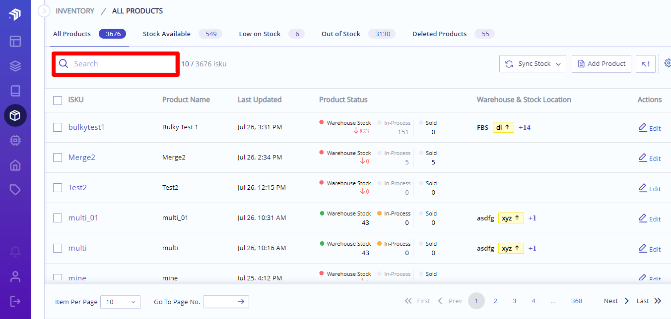 search inventory
