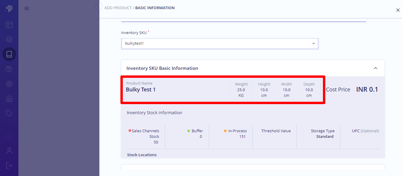 Inventory updated basic information in catalogue