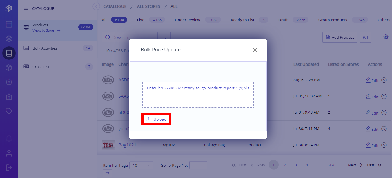 upload bulk price cat