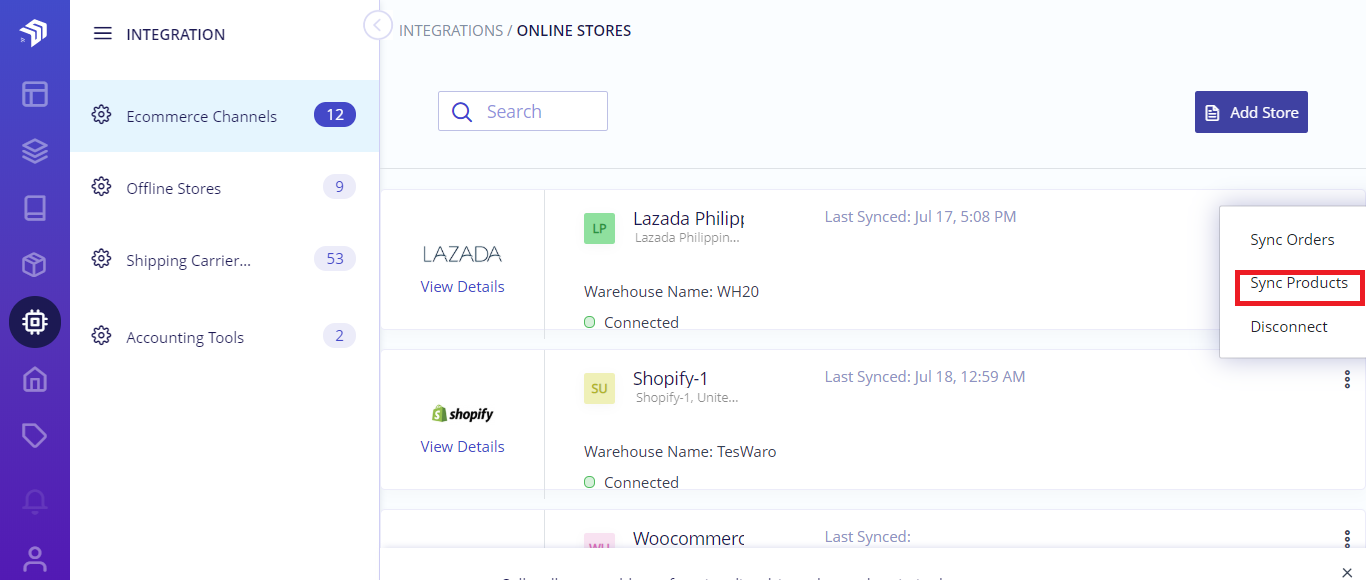 Sync orders from marketplace to SS