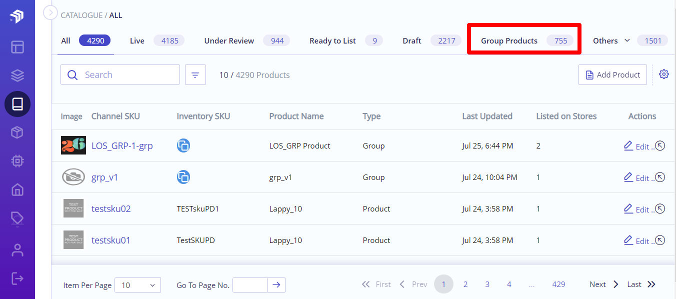 group products view