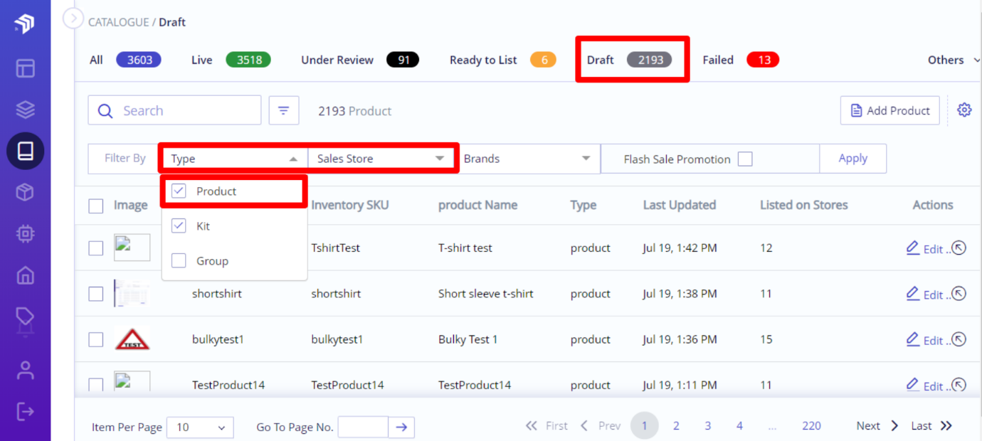 individual products- drafts