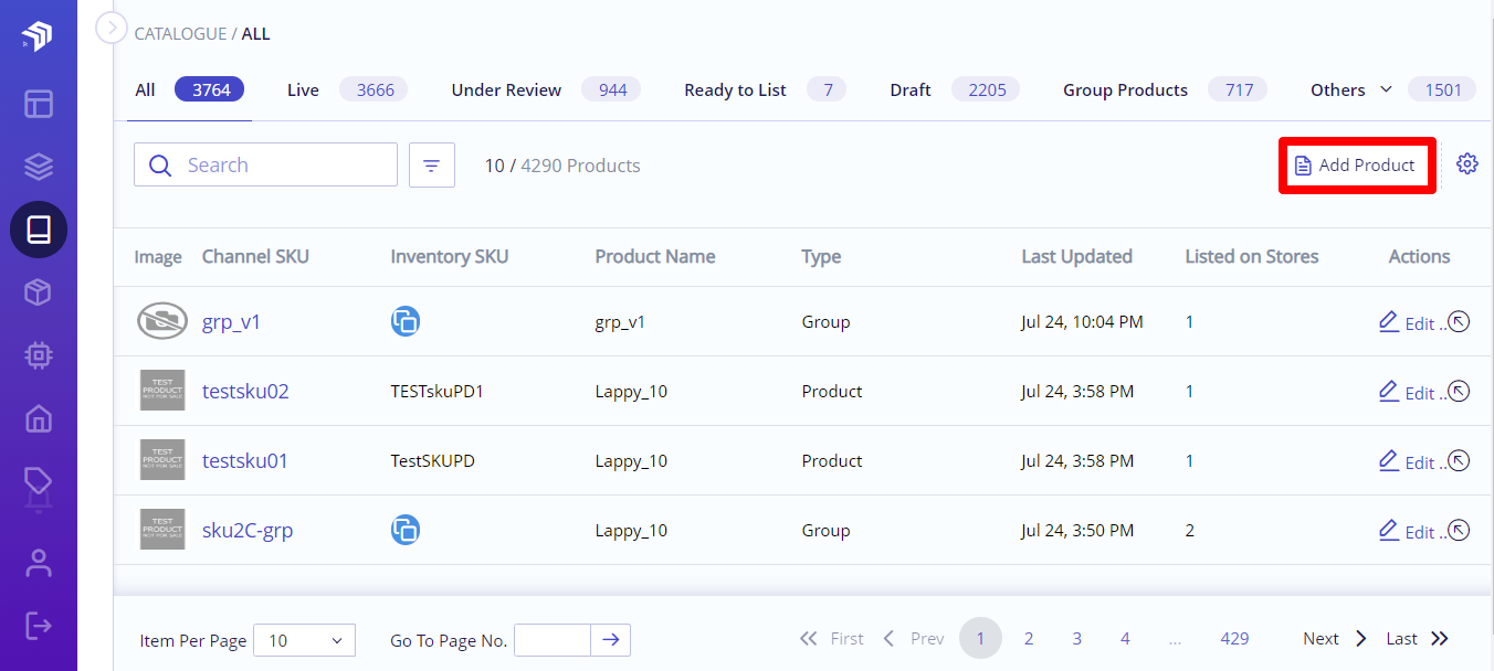 Add product button