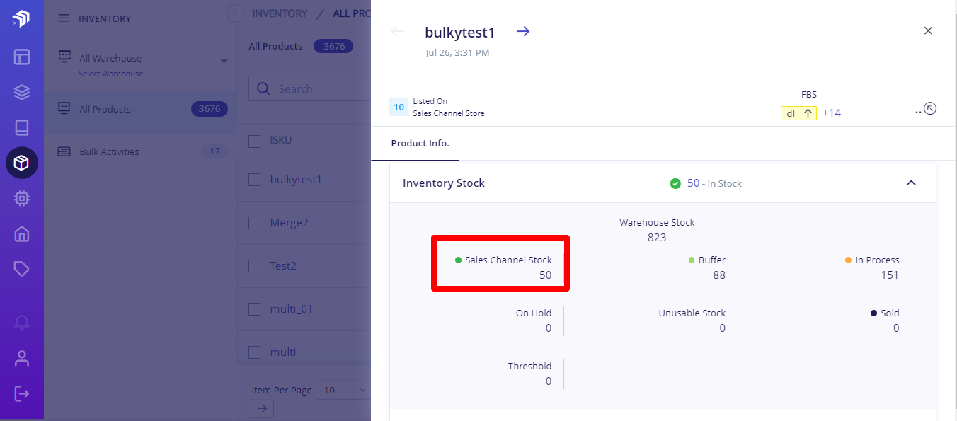 Sales channel stock